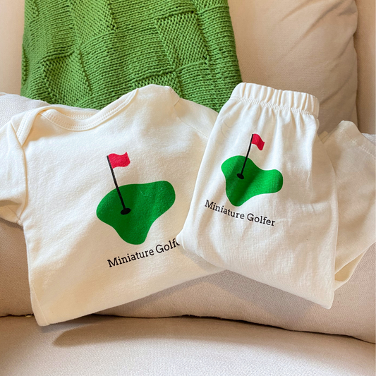 Mini Golfer Short Sleeve Romper & Pants Gift Set