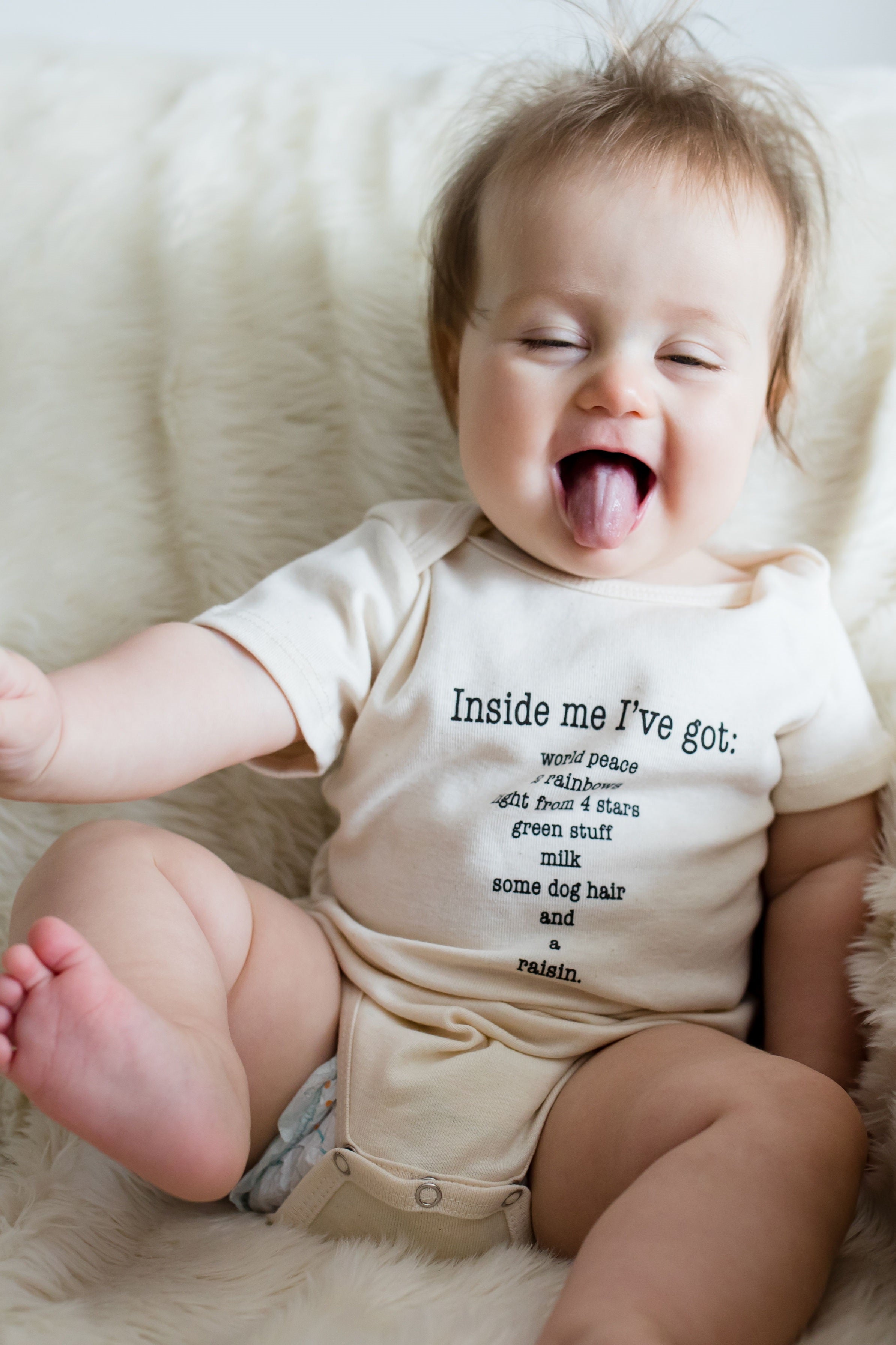 Baby with Tongue out Simple Chickie Poem Onesie