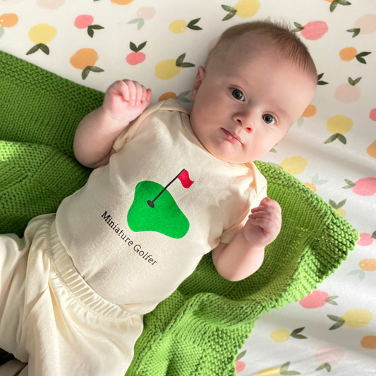 Mini Golfer Short Sleeve Organic Baby Romper and Pants baby shower Gift Set