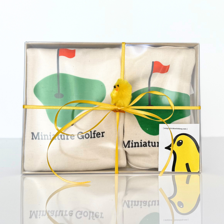 Mini Golfer Short Sleeve Romper, Pants & Bib Gift Set