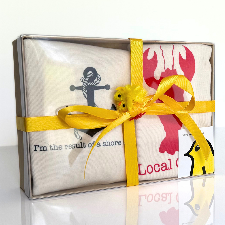 Lobster Local Catch Lobster & Shore Thing Long Sleeve Baby Romper Duo