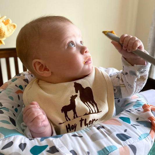 Organic cotton Baby Bib - Hay there Horse- Simply Chickie