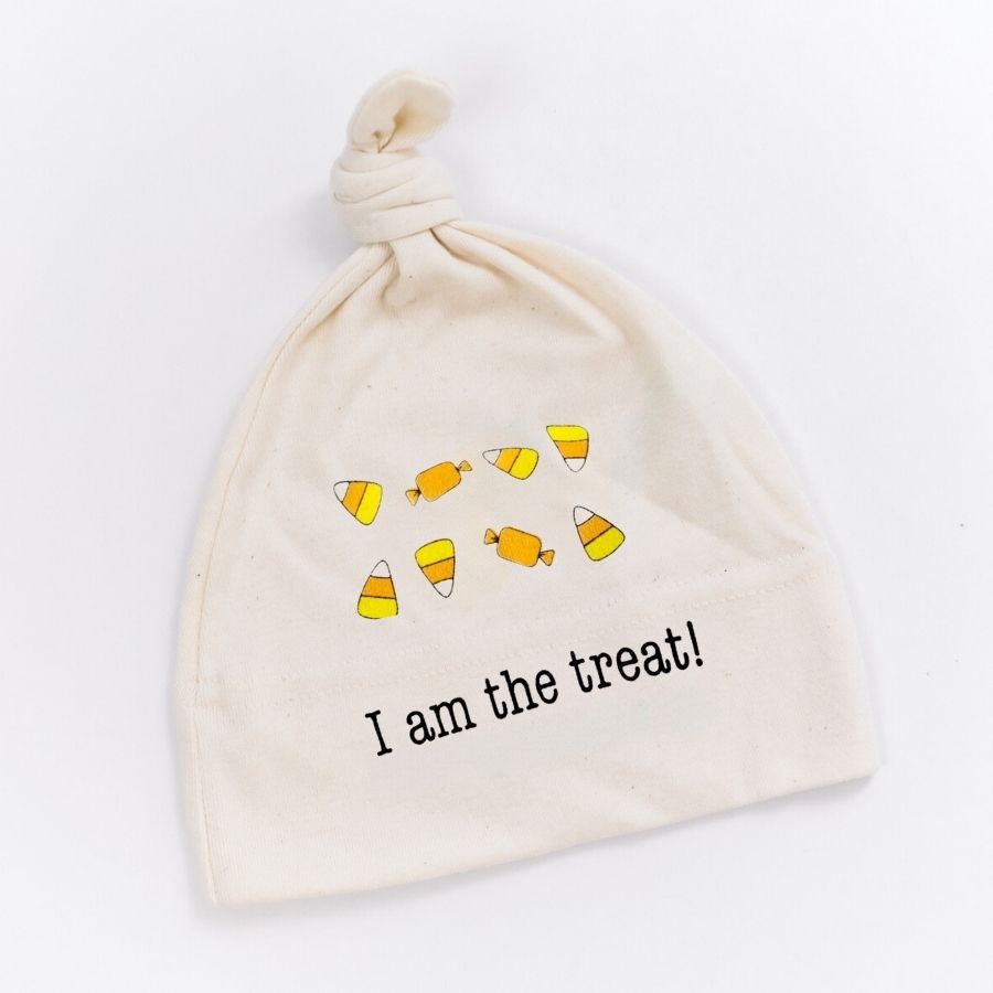 Halloween I Am The Treat Candy Corn Baby Hat