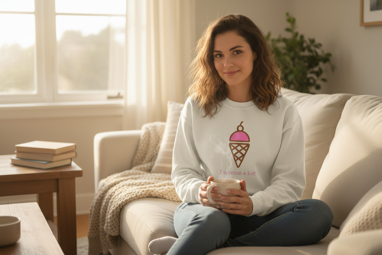 I Scream A Lot Ice Cream Sweatshirt Lifestyle Photo