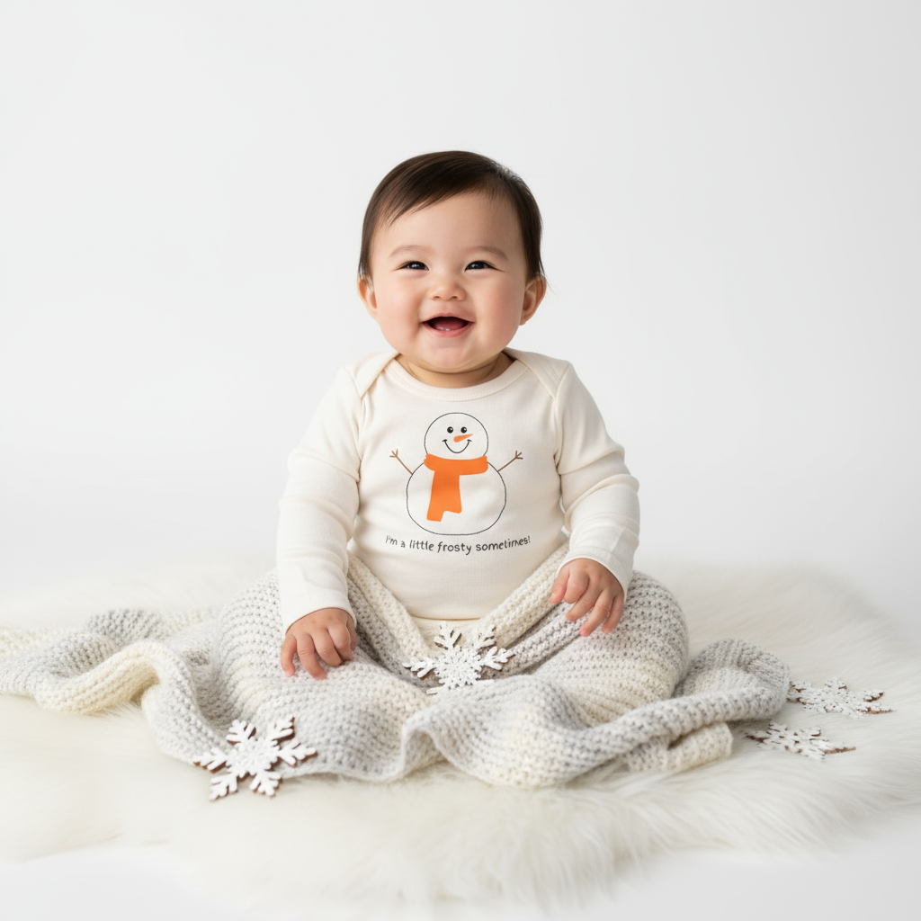 I'm A Little Frosty Romper - Asian Baby Winter Clean Background