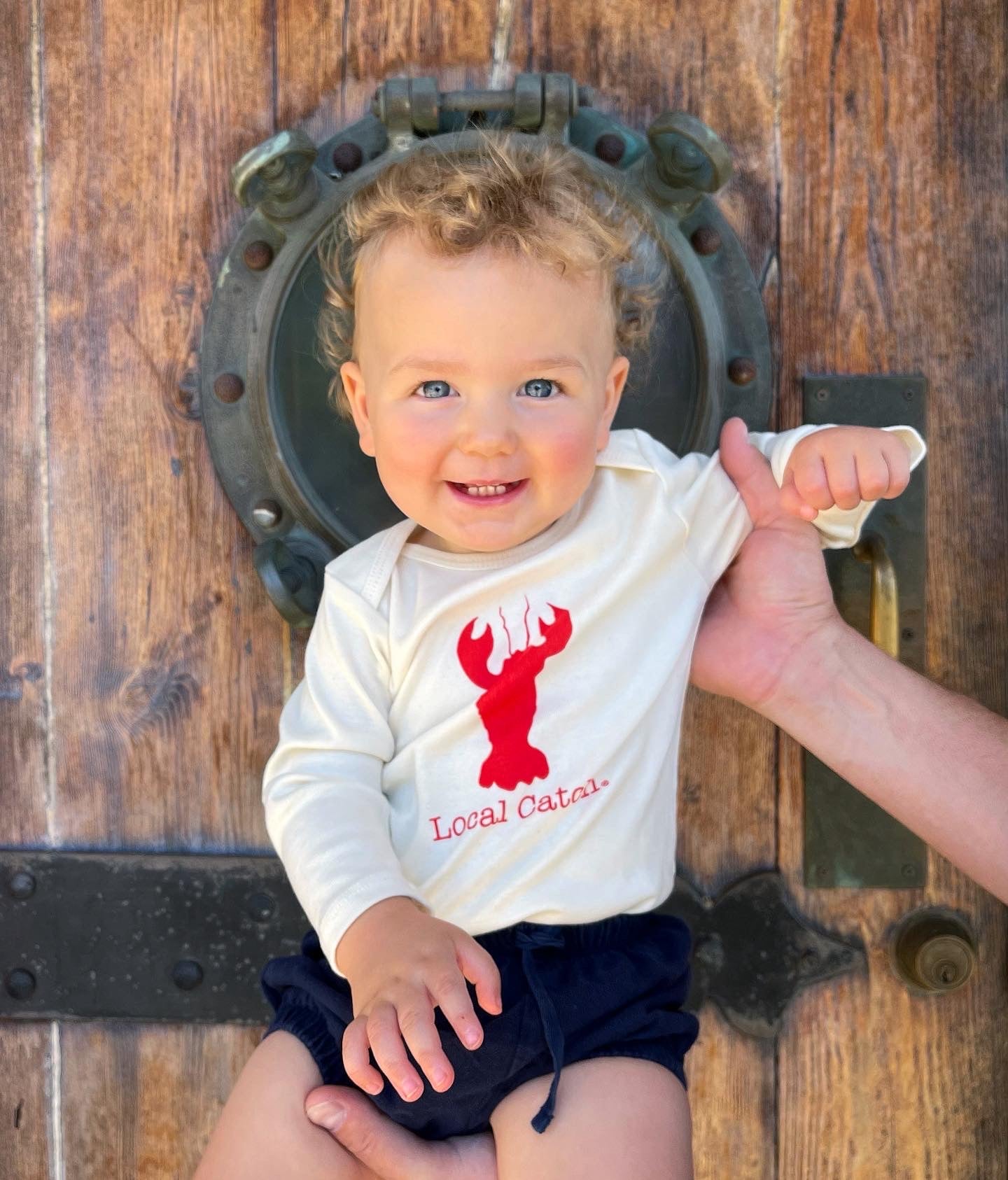 Lobster Local Catch Lobster Long Sleeve Romper & Hat Gift Set