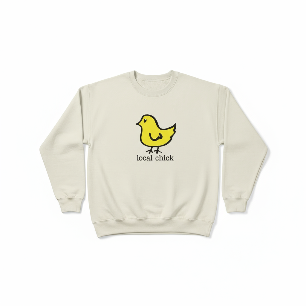 Local chick sweatshirt on white background