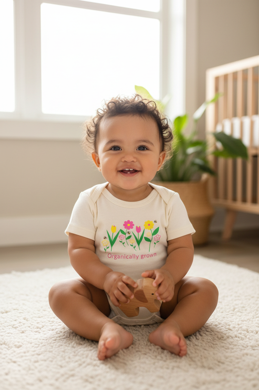 Organically Grown Flowers Romper on Latin Baby
