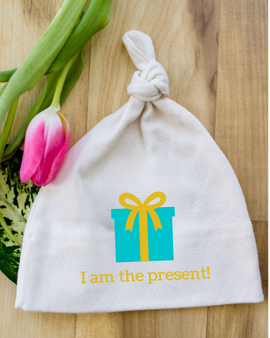 I Am The Present Short Sleeve Romper & Hat Gift Set