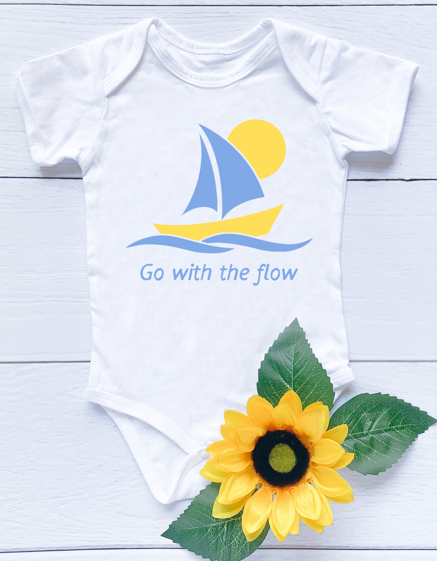 Sailboat nautical organic cotton short-sleeve romper
