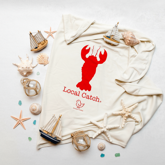 Whimsical Lobster Baby Blanket - Neutral Background No Baby