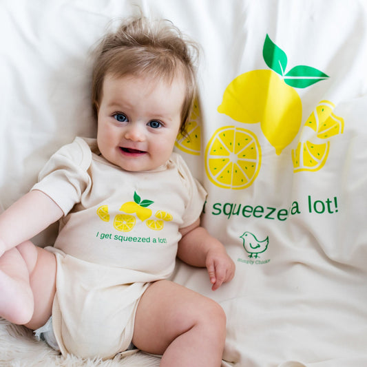 Short Sleeve Romper, Hat & Blanket - Lemon - Simply Chickie