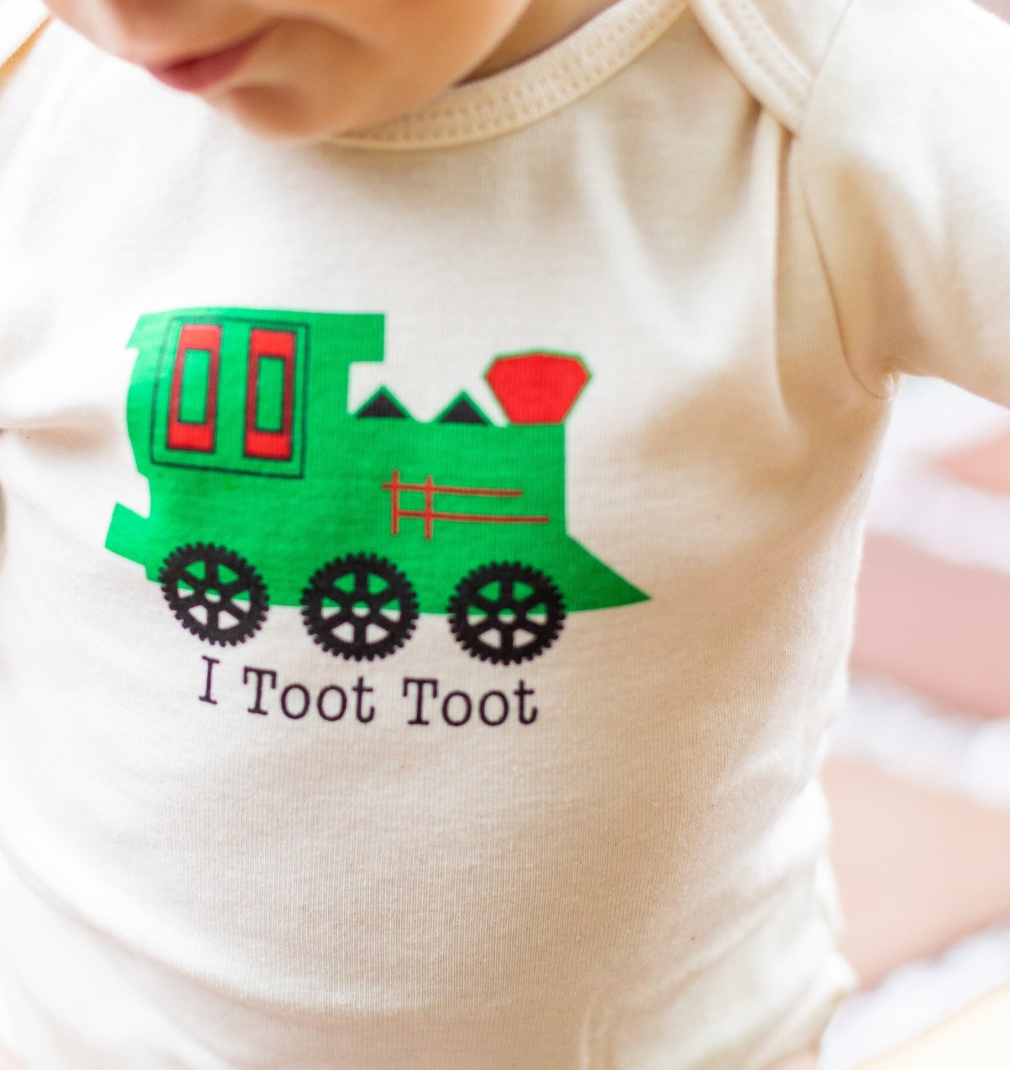 Organic cotton baby gift set - Train LONG SLEEVE AVAILABLE - Simply Chickie