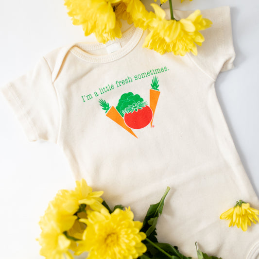 Organic cotton baby onesie - I'm A Little Fresh Garden Veggies- Simply Chickie