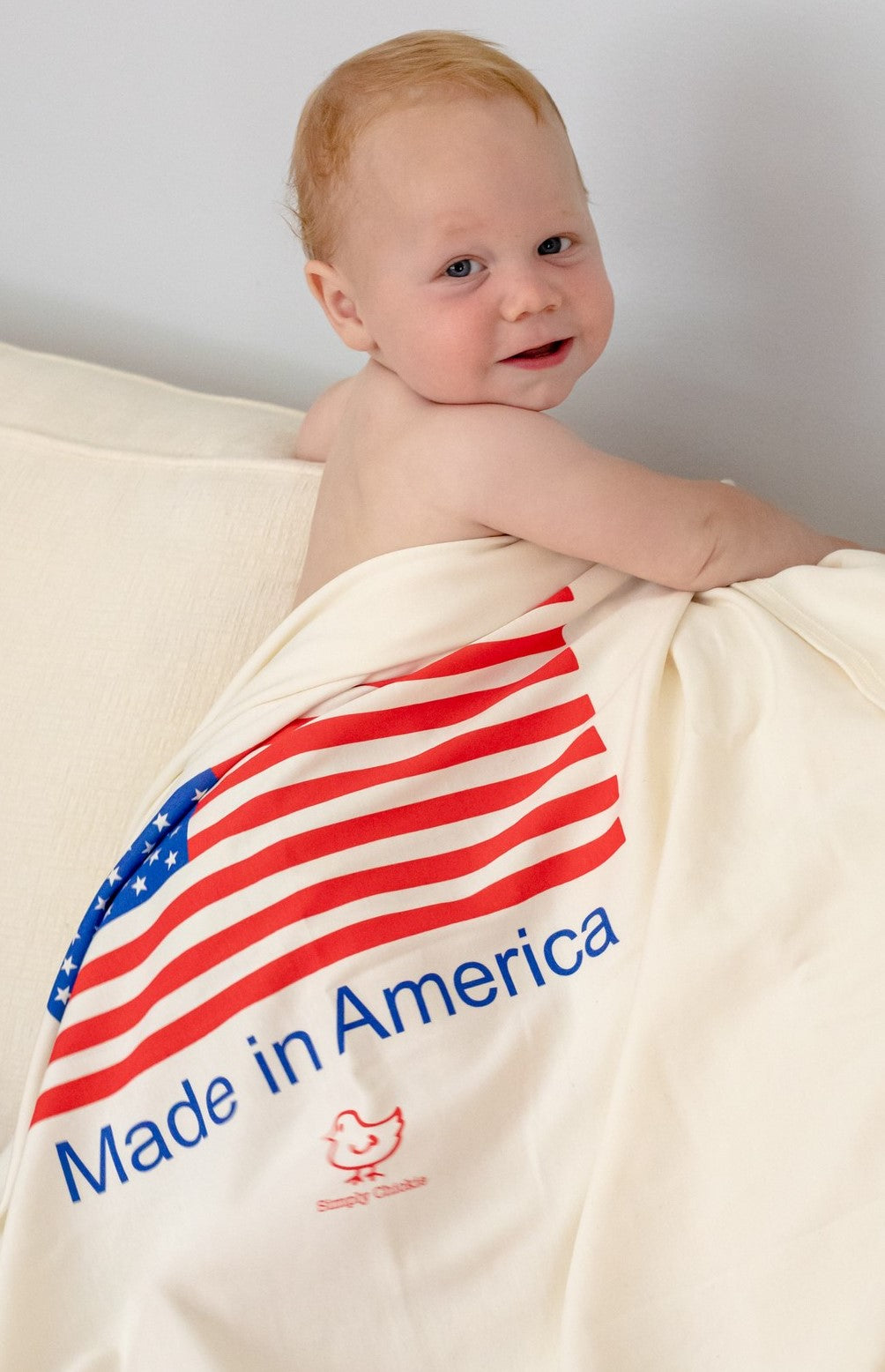 Organic Cotton Baby Blanket - "Made in America" Unisex Design - Simply Chickie