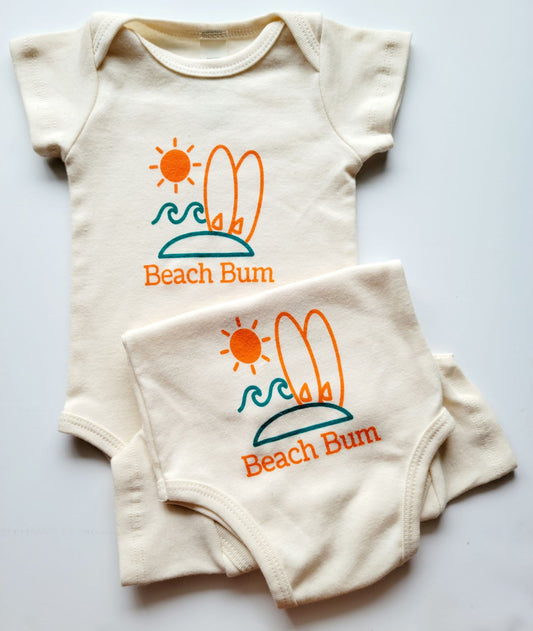 Beach Bum Short Sleeve Romper & Hat Gift Set