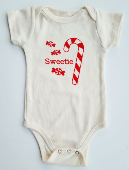 Organic cotton baby onesie - Candy cane - Sweetie - Simply Chickie