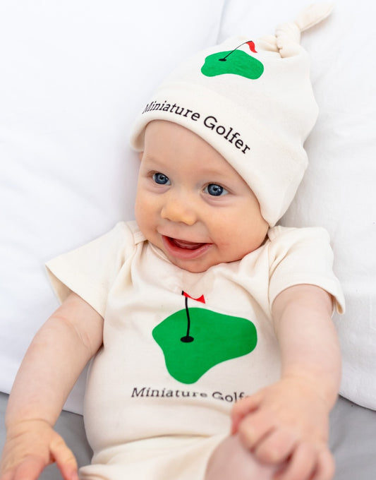 Mini Golfer Short Sleeve Romper & Hat Gift Set
