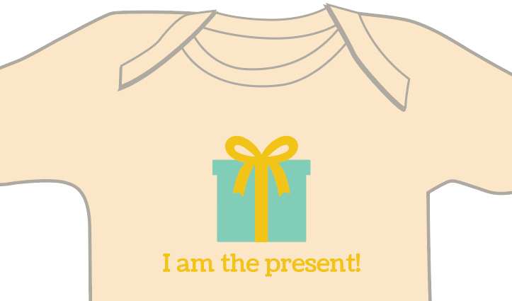 Organic cotton baby onesie - I am the present - Simply Chickie