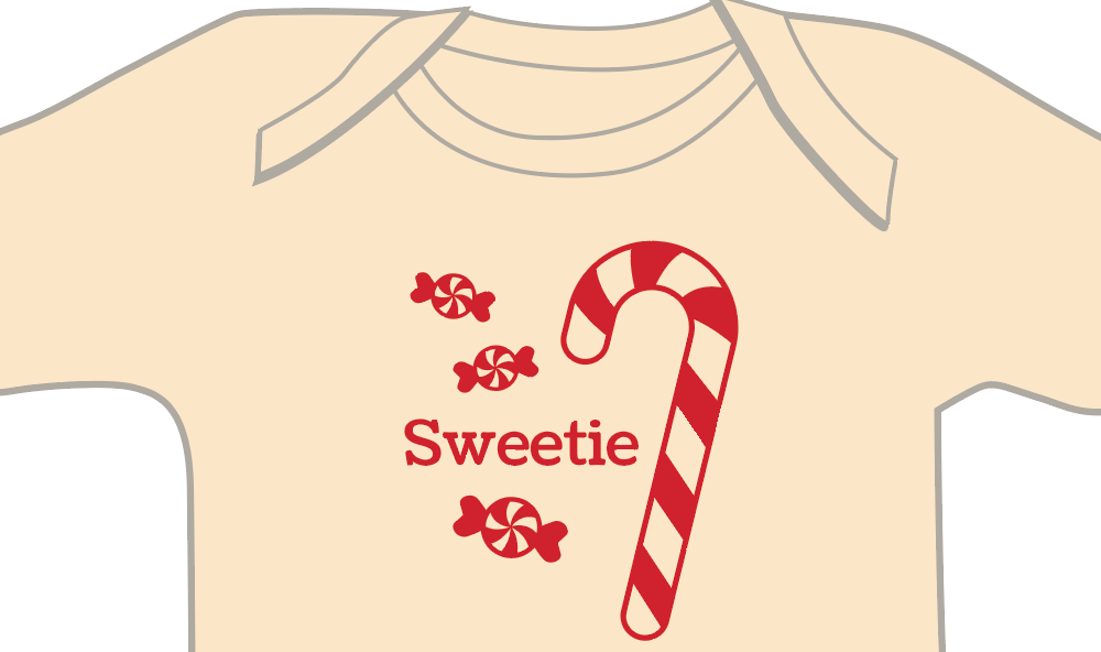 Organic cotton baby onesie - Candy cane - Sweetie - Simply Chickie