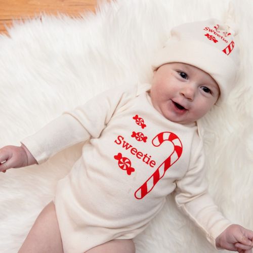 Simply Chickie Baby Romper Holiday Candy Cane Sweetie
