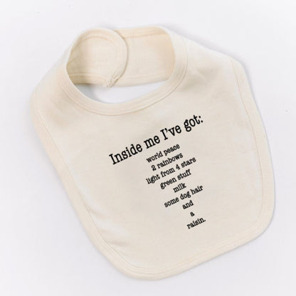 Organic cotton baby bib Inside me poem - Simply Chickie