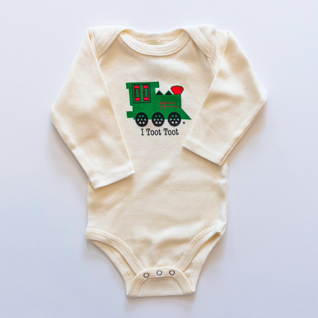 Pre-order I Toot Toot Train Long Sleeve Romper and Pant Set (November delivery)