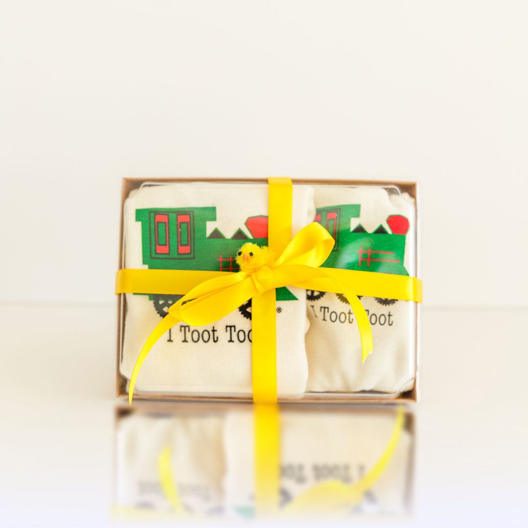Pre-order I Toot Toot Train Long Sleeve Romper and Pant Set (November delivery)