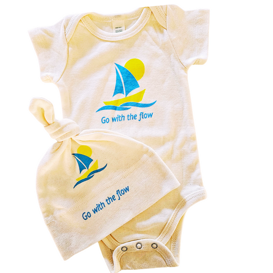 Sailboat Nautical Short Sleeve Romper & Hat Gift Set