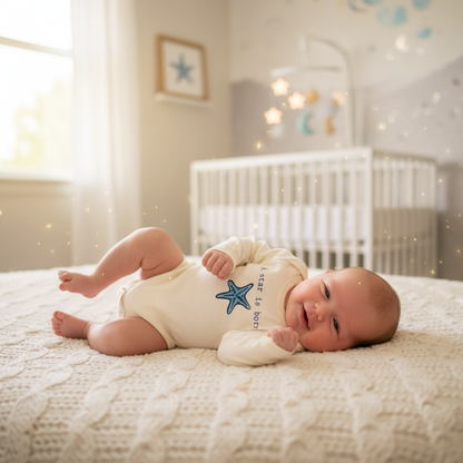 A Star Is Born Long Sleeve Romper - White Baby