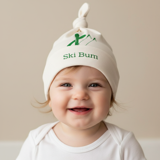 Baby girl wearing Ski Bum hat