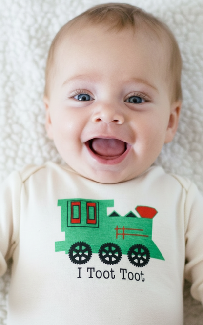 I Toot Toot Train Long Sleeve Romper