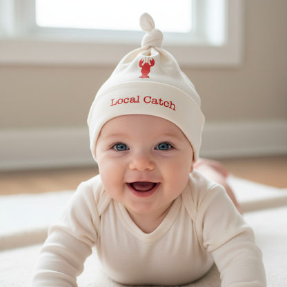 Baby wearing Local Catch Lobster Hat
