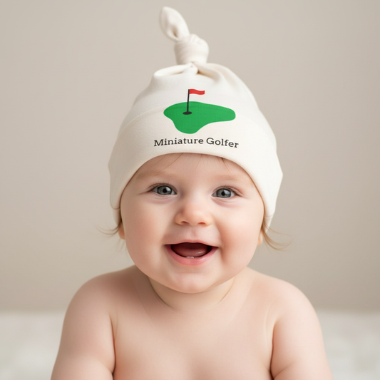 Baby wearing Mini Golfer hat