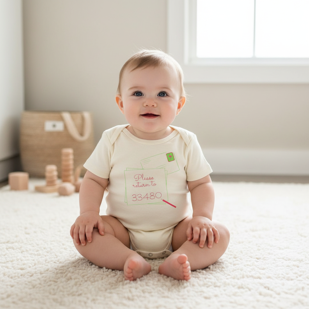 Baby wearing Palm Beach short sleeve romper