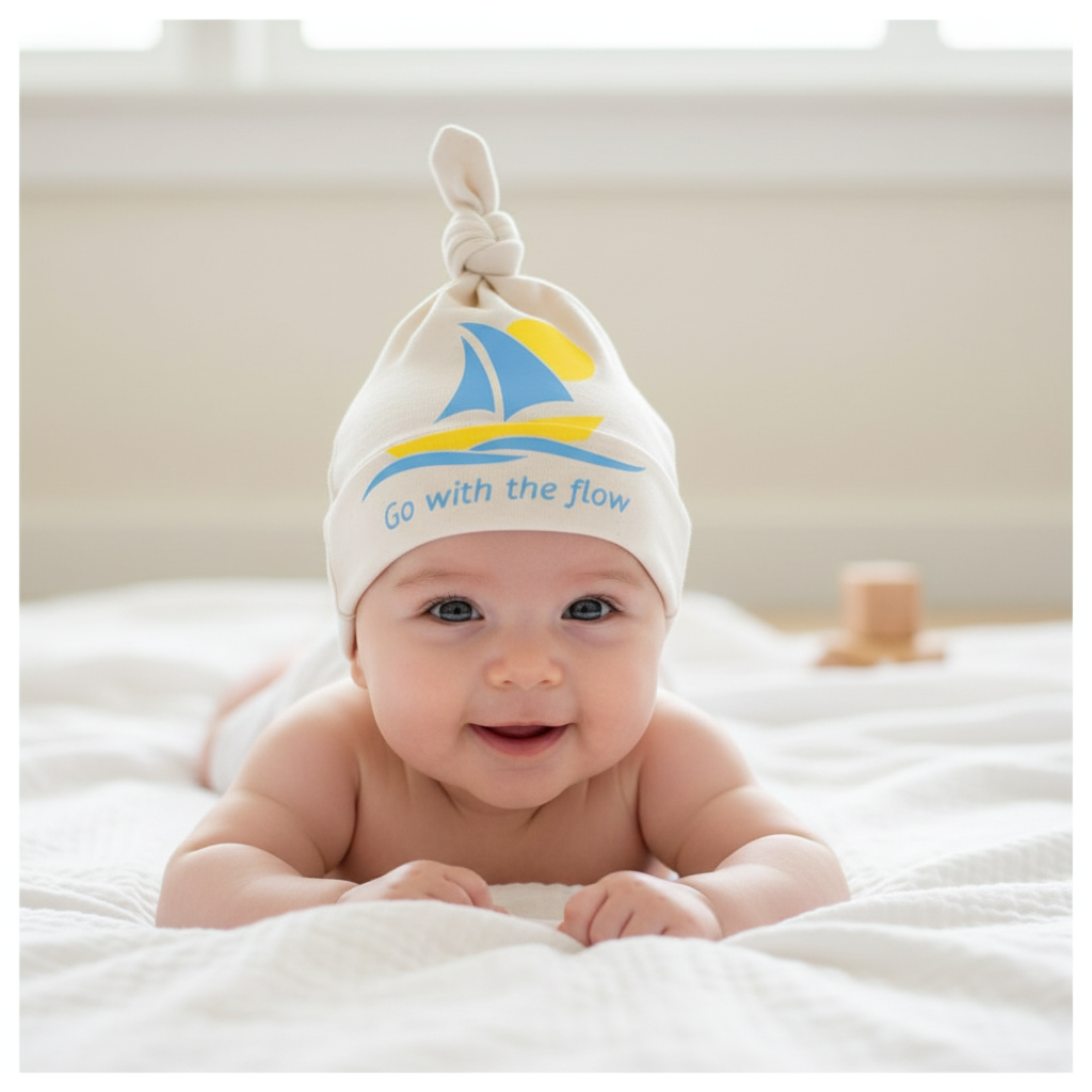 Baby wearing Sailboat Baby Hat