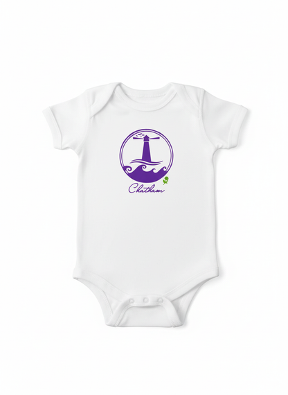 Chatham Short Sleeve Romper with a lighthouse