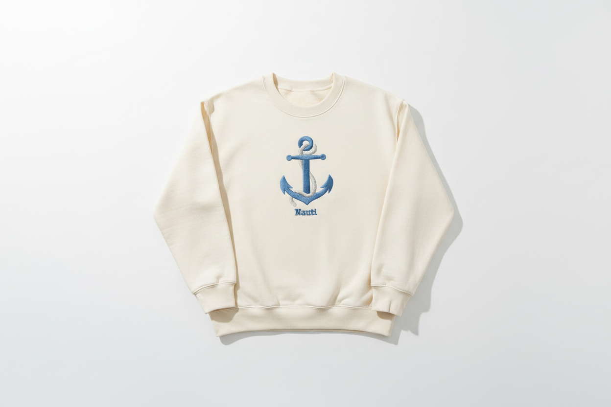 Clean flat lay Nauti sweatshirt no tag
