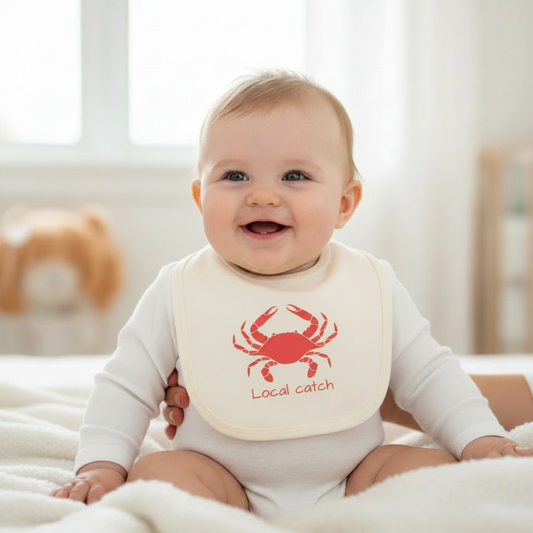 Crab Local Catch Bib on Baby