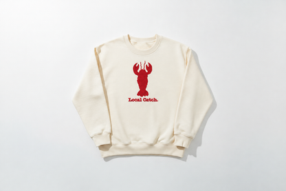 Flat lay sweatshirt with embroidered lobster design