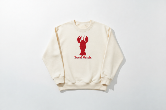 Flat lay sweatshirt with embroidered lobster design