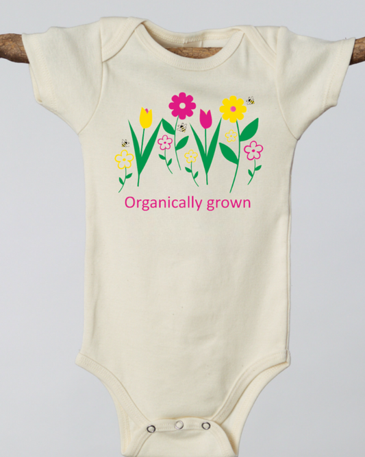 Organically Grown Flowers Short Sleeve Romper & Local Honey Hat Gift Set