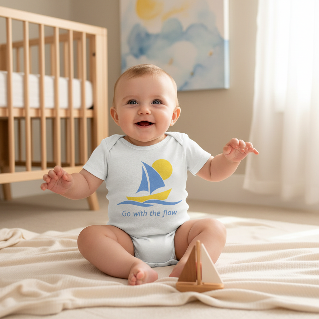 Go With The Flow Sailboat Short Sleeve Romper - Baby