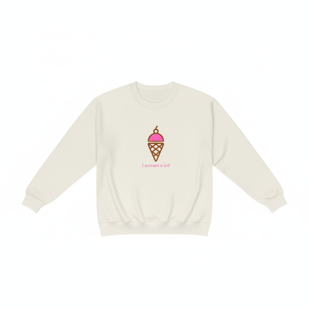I Scream A Lot Off-White Sweatshirt Flat Lay