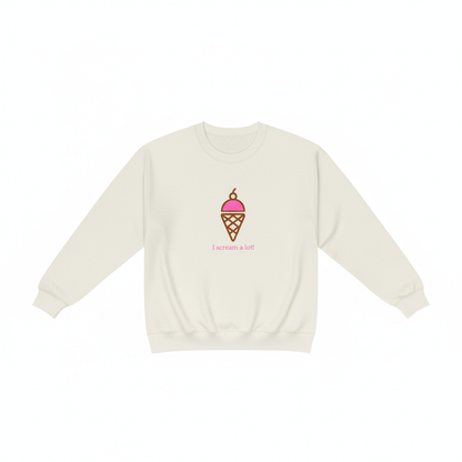 I Scream A Lot Off-White Sweatshirt Flat Lay