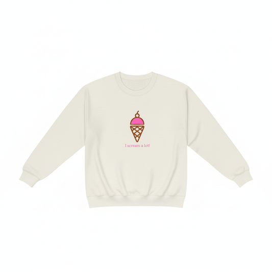 I Scream A Lot Off-White Sweatshirt Flat Lay