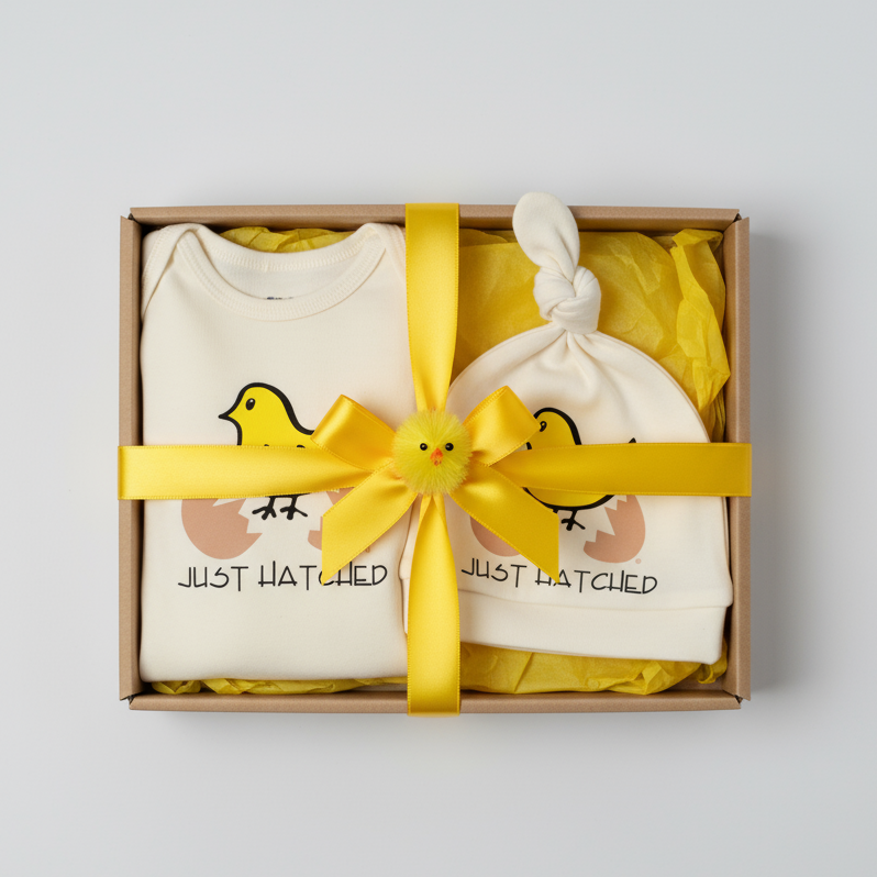 Just Hatched gift box with matching hat design, no card