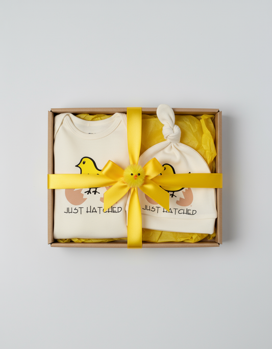 Just Hatched gift box with matching hat design, no card
