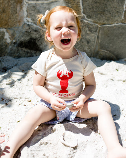 Lobster Short Sleeve Romper, Hat & Blanket Gift Set Local catch