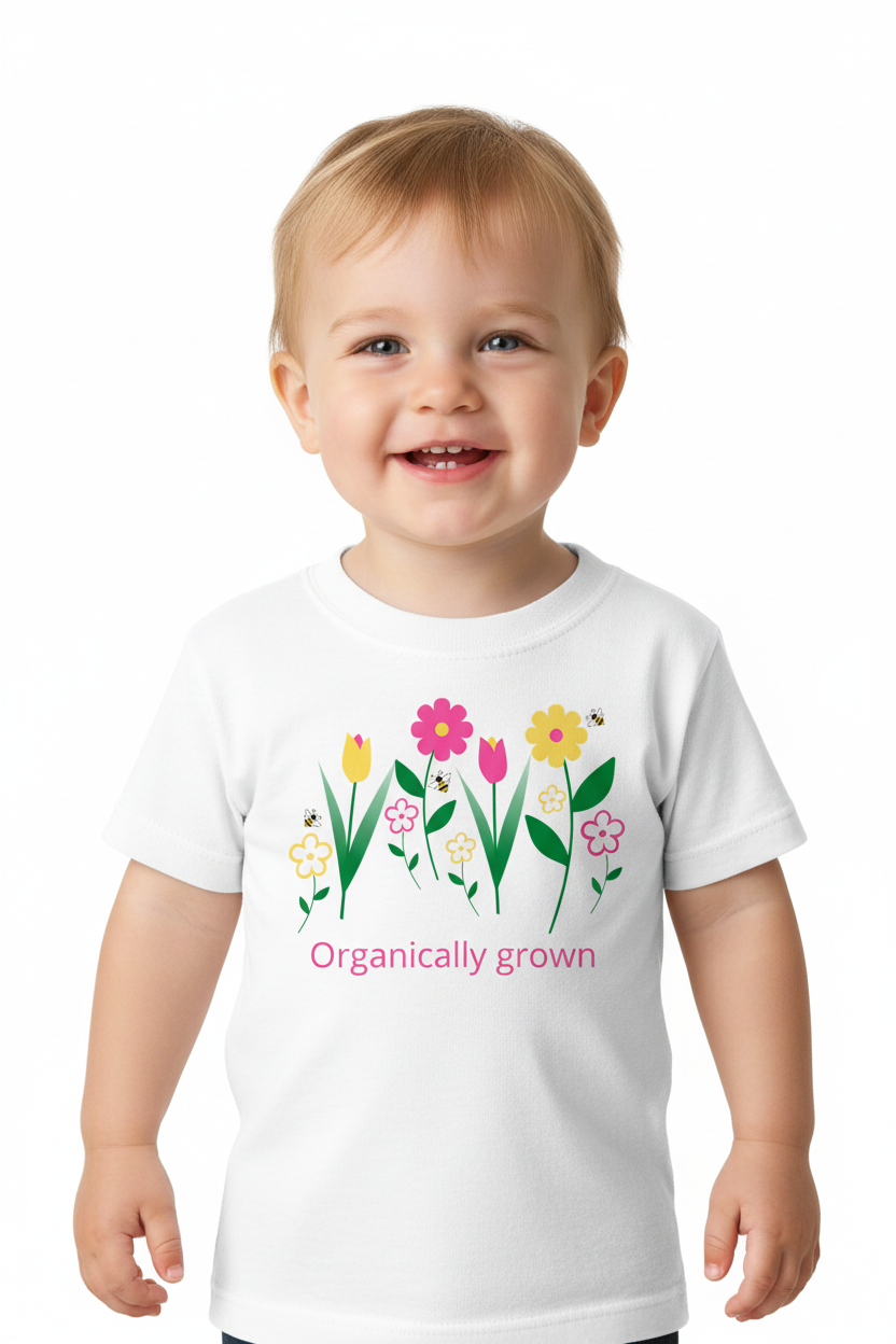 Organically Grown Design on Child with White Background